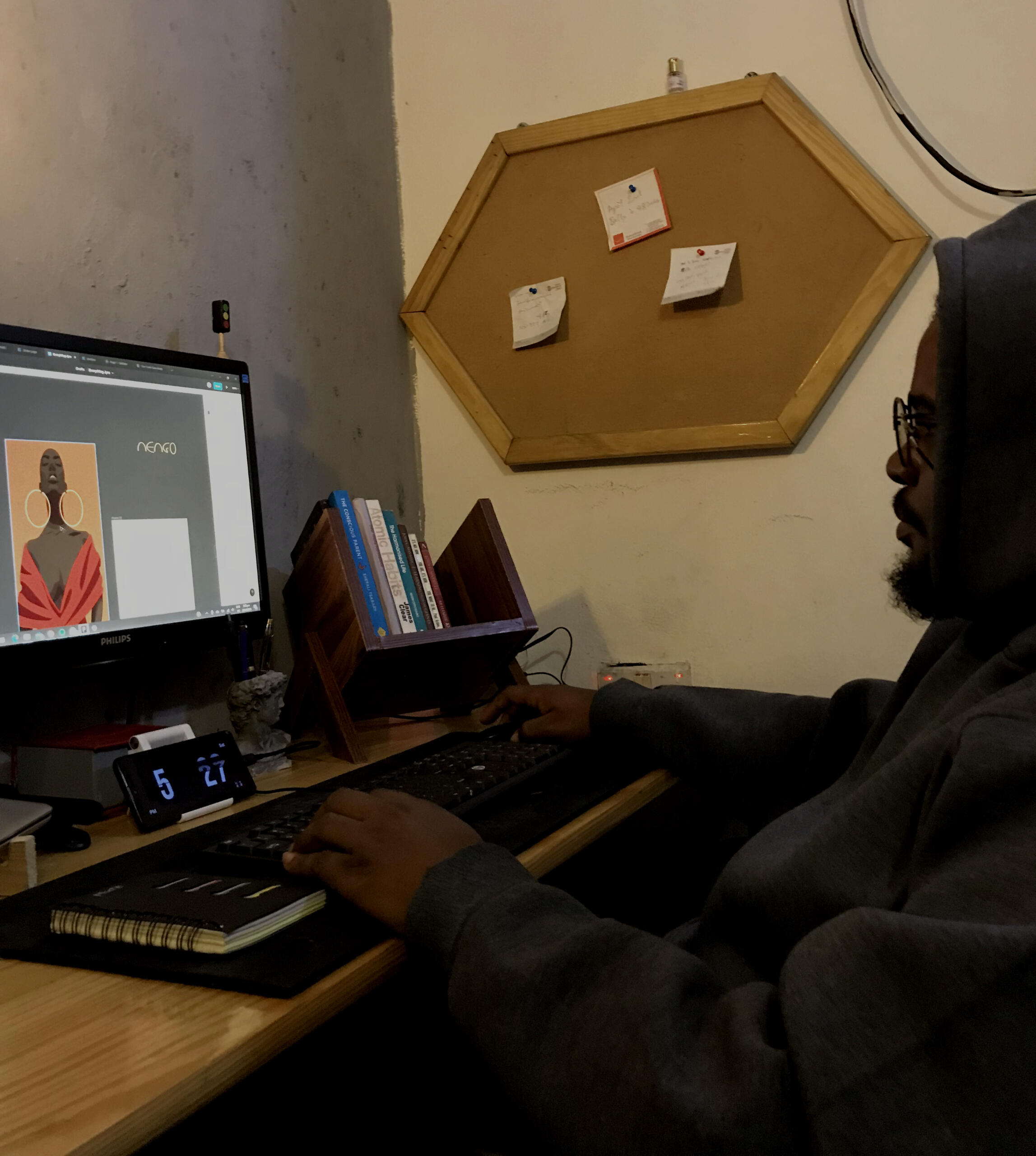 A picture of a graphics designer.