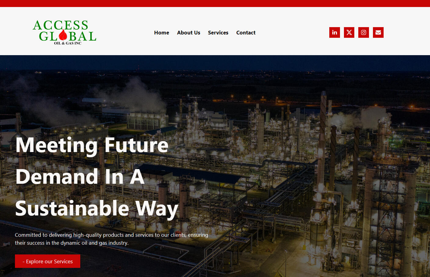 Image of an oil & gas company website